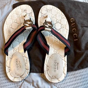 GUCCI SANDALS White - Gucci Thongs US 5.5 to 6 narrow - Authentic - Used